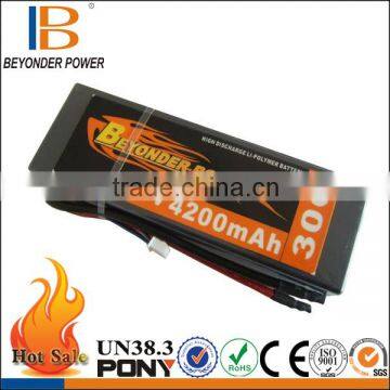 Wholesale price lipo rechargeable 3.7v rc battery 4200mAh, remote control RC battery OEM size made in China