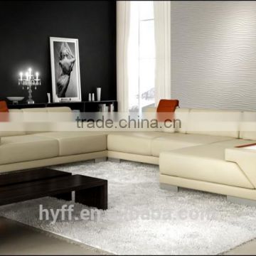 Modern big white genuine italy leather corner office sofa HYZ52