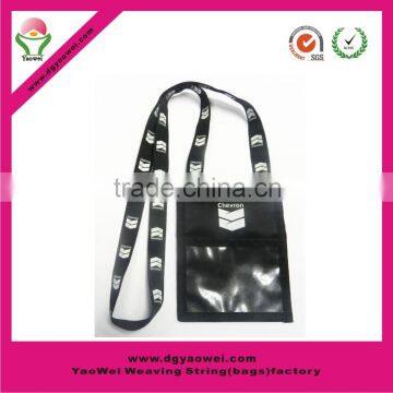 2016 new fashion promotional black card holder with polyester lanyard