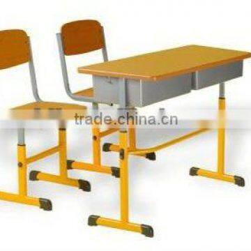 School desk and chair/Adjustable double set school furniture desk and chiar