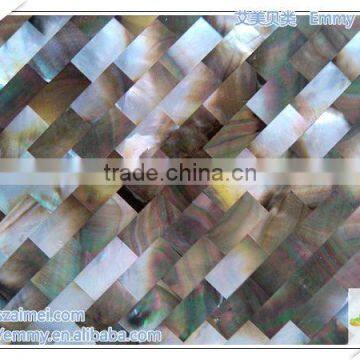 Herringbone black/gray mother of pearl seashell mosaic wall tile wall panel