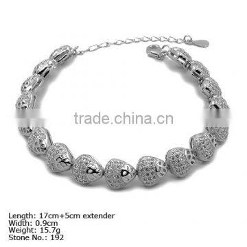 [BZ4-0034] 925 Silver Bracelet with CZ Stones White CZ Stone Hot Silvering Bracelet