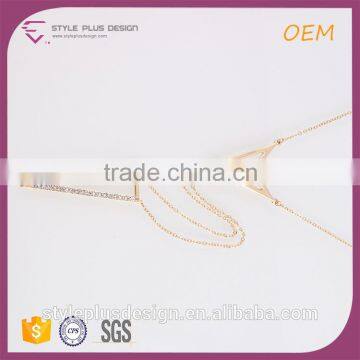 N72472I02 Amirican Diamond Led 2 Gram Gold Diy Coins Triangle Pendant Rhinestone Necklace Set Type Jewelry Sets photo-3