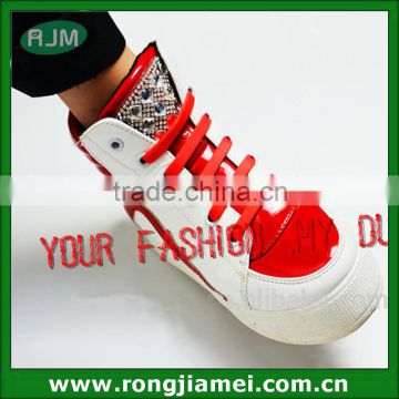 Fashional high quality custome logo rubber no tie shoelaces