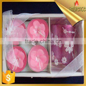 Decoration Candle flower shaped color pink gift candle scented tealight candle