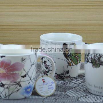 11OZ butterfly in bush design full decal print tea cups, shiny surface porcelain mug, KL5016-10304