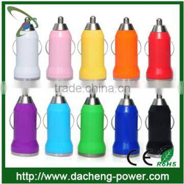 Colorful Mini 5V 1A Bullet Mini Car Charger Adapter With LED