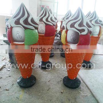 Fiberglass Theme Park Equipment Fiberglass Ice cream Trash Bin