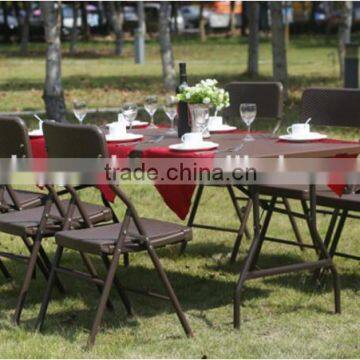 Outdoor garden HDPE rattan style folding table and chair dining set