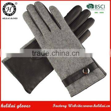 Helilai Black Sheepskin Leather Gloves For Young Ladies And Women In Cold Winter