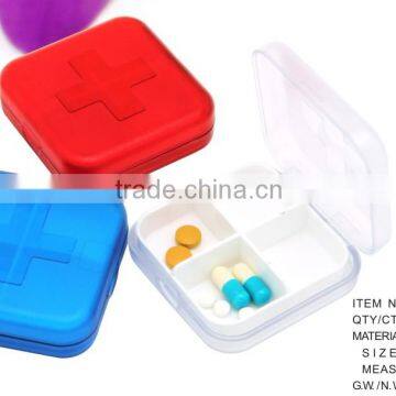 Portable Square Pill Holder with 4 Cells