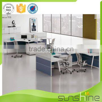 YS-SW08 Sunshine Furniture Cubicle Office Workstation 2 Seats With Glass Partition
