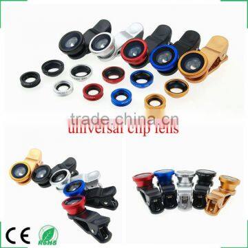 Universal Clip-on 3 in 1 Fisheye Wide Angle Micro Camera Lens for mobile phone at factory price ! ! !