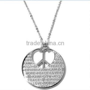 2013 Fashion Steel Heart-Shaped Peace-Sign Script Pendant with 17-1/2" Chain Christmas vners pendant