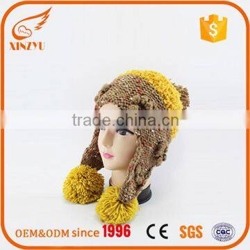 Wholesale 100% wool knitted hat Fashion Beanies Warm knitted women winter hat