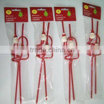 plastic drinking straw of Santa Claus