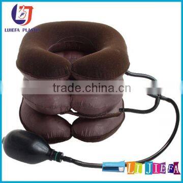 soft confortable inflatable flocked neck pillow with massage