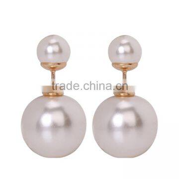 <<<2015 Fashion Pearl Stud Earrings Cheapest Double Side Pearl Stud Earrings Big Pearl Earrings For Women/ photo-2