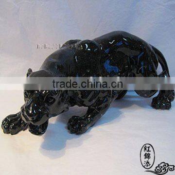 Polished Natural Black Agate Leopard Handcraft