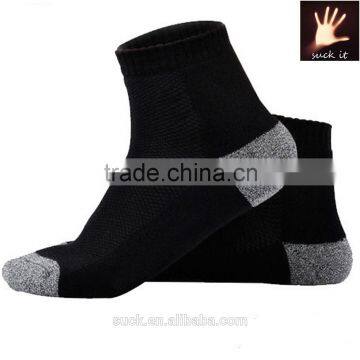 Black Men Riding Bike Cycling Warm Towel Sweat Short Socks with Hiking Antimicrobial