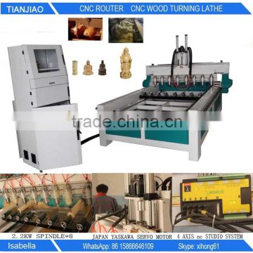 4 axis multi heads cnc router machine/4 axis cnc sofa legs making machine/4 axis rotary engraving machine