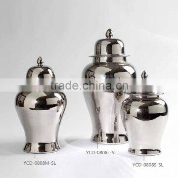 Hot sale ceramic silver color storage jars interior design home accessories                        
                                                Quality Choice