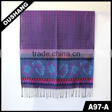 A97-A Pashmina hijib Flower jacquard scarf