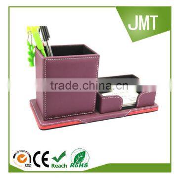 PU Leather Office Desktop Pen Holder and memo paper holder