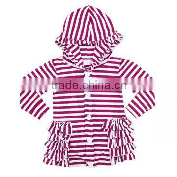 2016 Kaiyo Oem Service Long Sleeve Cotton Stripe Ruffle Top Ruffle Coat With Hat Baby Girls Top Design Children Clothing 2016 photo-2
