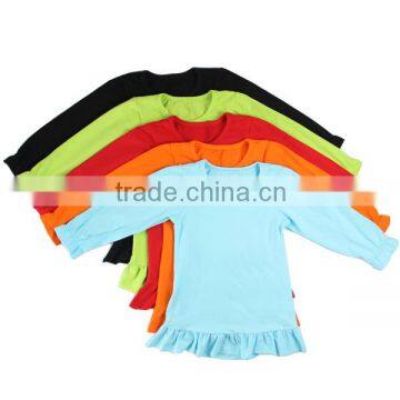 Wholesale 2016 Hot Sale Baby Girl Pure Color Baby Shirt Top Cotton Ruffle Pure Color Baby Shirt