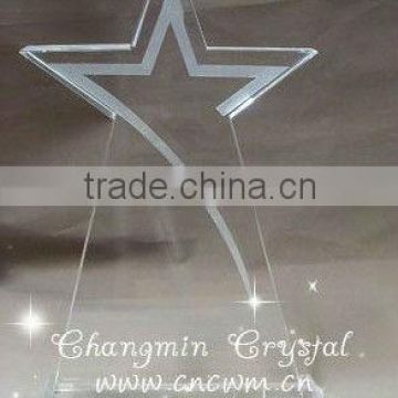 Clear Star Engraved Crystal Award For Activity Souvenir