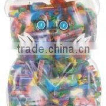 Bubble gum tattoo in police cat shaped jar(sweets chewing gum)