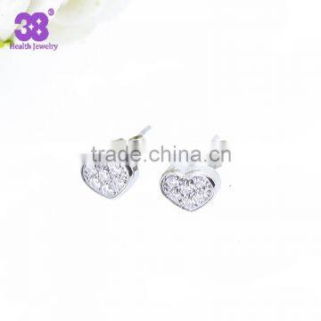 Factory cz price stud earrings with heart zircon studs earring