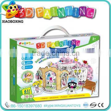 Hot-selling paper diy 3d painting set puzzle game for kids