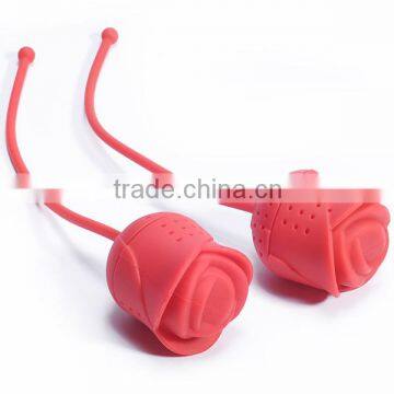 Wholesale 100% food grade rose shaped silicone tea infuser,silicone tea leaf filter