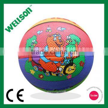 Children playing mini rubber basketball