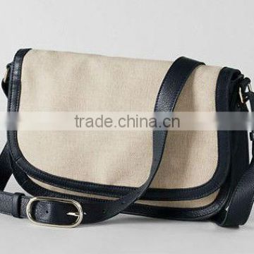 Women's Linen and Leather Lady Bag