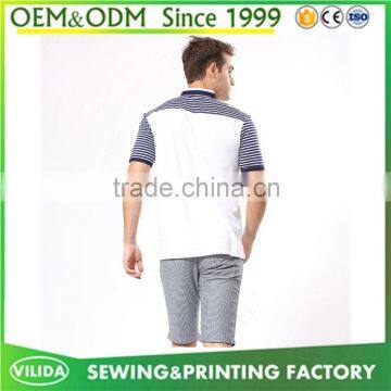 Wholesale OEM Men's Casual Short Sleeve Polo Shirt High Quality Stitching Stripe Sleeves Polo Shirt photo-3