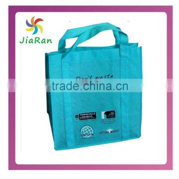 eco friendly non woven shopping bag with black logo, handle bag from top to bottom