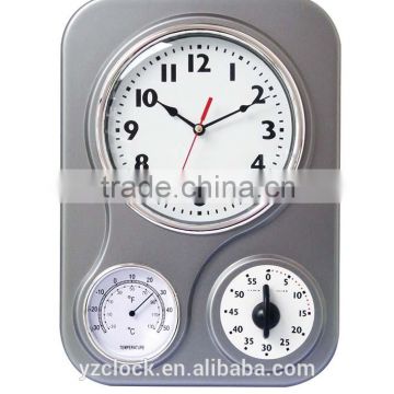 Wall clock with timer and temperature