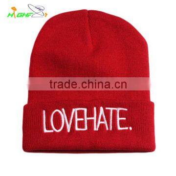 High Quality Pom Pom Cheap Custom embroidery Winter Hat/Knitted Beanie/Knitted Hat