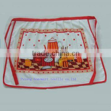 cotton /polyester velour towel fabric silk screen printing cute short waist apron cloth in roll or lace apron