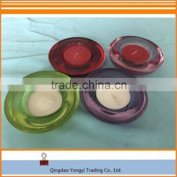 Muti-colored Round Glass Holder With Tealight Candle