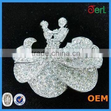 Fashion Clear Rhinestone Lover Brooch For Wedding Invitation