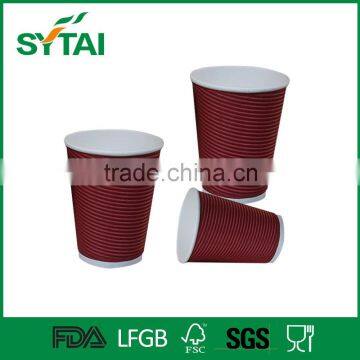 12oz Insulated Ripple Hot Drinks Paper Cups 100 Triple Wall Coffee Cup Adiabatic Corrugated Tea Cup