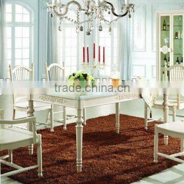 Modern marble top white dining table