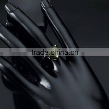 Fashion Wedding Silver Jewelry 18k White Gold Plated Heart Shaped Green cz Gemstone Ring for Women Girls Men photo-3