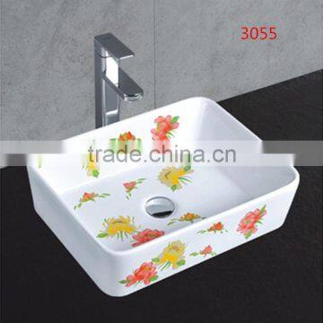 3055 Bloom and wealth painting rectangular ceramic art basin