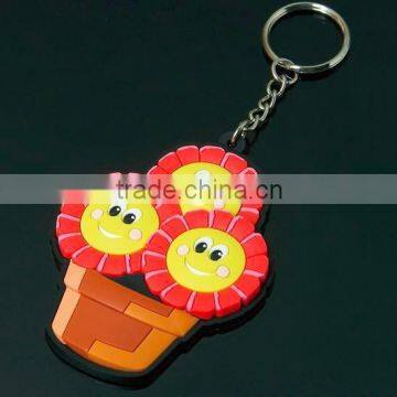 sunflower design soft pvc keychain key chain / Soft Rubber Keychains /Silicone Keyring