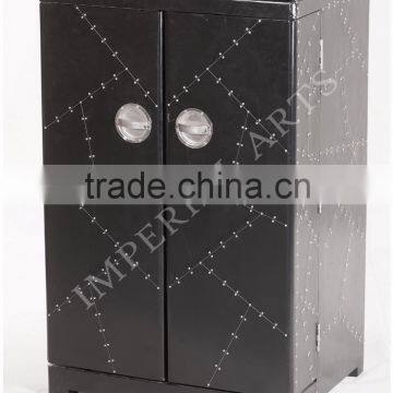 Vintage Aviator Black Finish Wine Cabinet